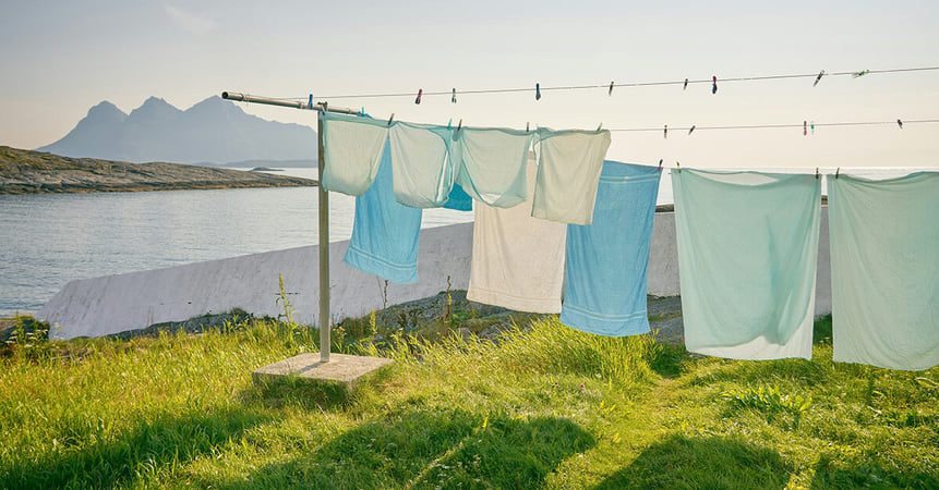 Klestørking utendørs ved Tranøy fyr